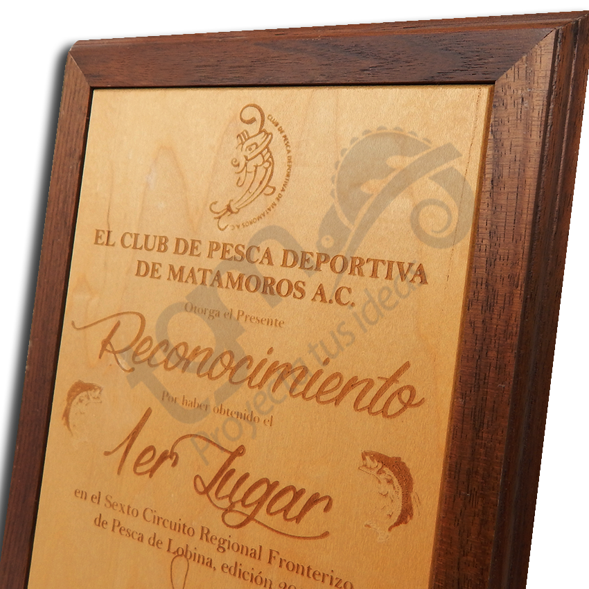 RECONOCIMIENTO BASE MADERA NATURAL Trofeos y Grabados M