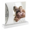 Portaretrato reloj media luna PRT400 foto 9 x 13cm vertical porta fotos plástico plata marco fotografía recuerdos decoración hogar promocional mayoreo regalo ejecutivo grabado laser serigrafia