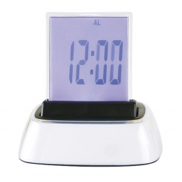 Reloj touch light MK3000 alarma termómetro cronómetro calendario escritorio batería 3 pilas AAA reloj aluminio plástico blanco hora tiempo escritorio promocional mayoreo regalo ejecutivo impresion serigrafia grabado laser