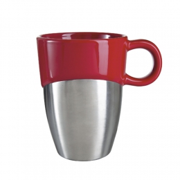 Taza iron TAZ011 termo caja cerrada 36 piezas venta mínima cerámica acero inoxidable 11 onzas taza de 8 x 95cm vaso bebida cocina cafe te promocional mayoreo regalo ejecutivo impresión serigrafia grabado en arena sand blas termocalca