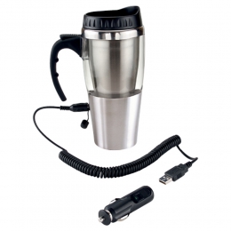 Termo heat con usb TMPS18 taza vaso adaptador para auto tecnologia multiusos cilindro acero inoxidable plástico 350 ml transportar bebidas cafe agua termico promocional mayoreo regalo ejecutivo impresión serigrafia tampografia grabado laser