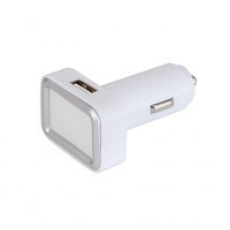 Cargador inoko Cargador para automóvil con 2 entradas USB El área de impresión enciende al conectar CRG008 power bank smarphone tablet celular regalo promocional