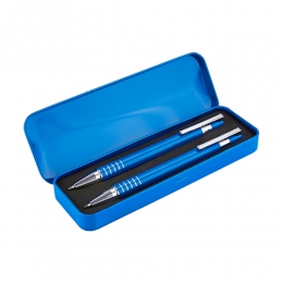 Set cobalt EST015 Bolígrafo lapicera 05 mm Mecanismo pulsador Incluye estuche metálico mayoreo pluma lapiz escritura regalo ejecutivo promocional grabado laser escolar