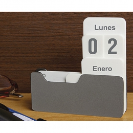 calendario ontour cal100 metal gris serigrafia laser meses año dias  promocional regalo ejecutivo oficina secretarias material de oficina paisajes personalizado movible intercambiable