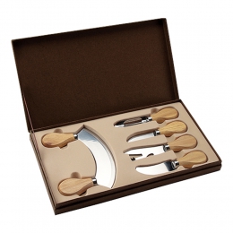 Set valencia PWT050 estuche cinco accesorios de cocina tabla para picar comida cuchillos para quesos cheff profesional botana hogar promocional mayoreo regalo ejecutivo