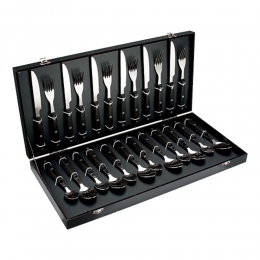 Juego de cubierto turner PWT080 estuche de madera  cubiertos metal 24 piezas cucharas cuchillo tenedor comida mesa hogar cocina promocional mayoreo regalo ejecutivo