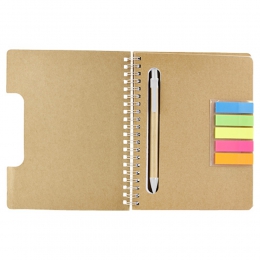 Libreta koryak HL9050 cuaderno agenda escritura diario carpeta block de notas 70 hojas raya notas adheribles post-it bolígrafo ecologico pluma tinta azul escuela trabajo estudiantes regalo ejecutivo promocional mayoreo impresión serigrafia